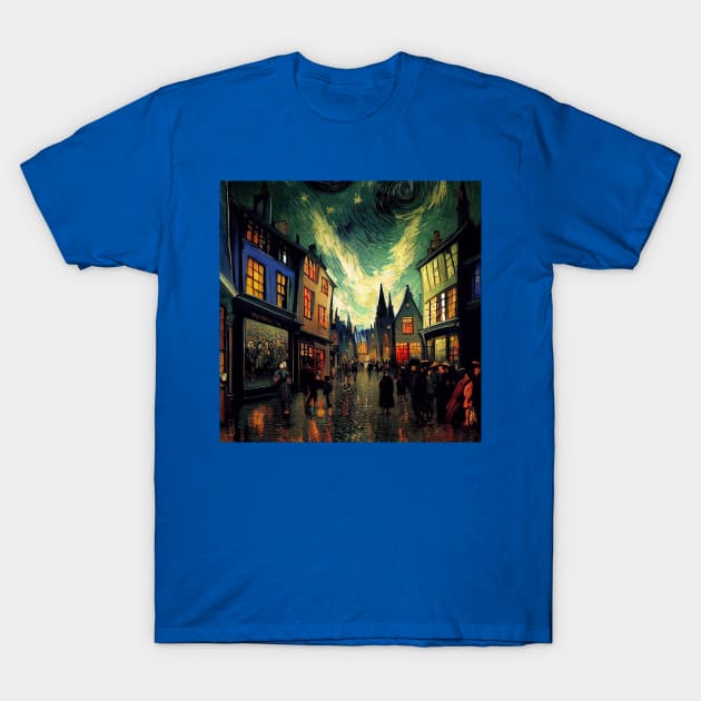 Starry Night in Diagon Alley T-Shirt by Grassroots Green